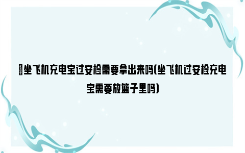 ​坐飞机充电宝过安检需要拿出来吗（坐飞机过安检充电宝需要放篮子里吗）