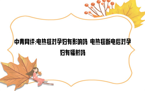 中青网评:电热毯对孕妇有影响吗  电热毯断电后对孕妇有辐射吗