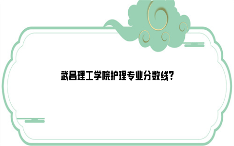 武昌理工学院护理专业分数线？