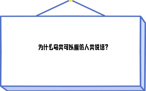 为什么鸟类可以模仿人类说话?