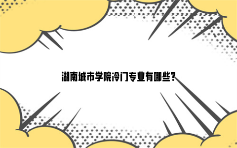 湖南城市学院冷门专业有哪些？