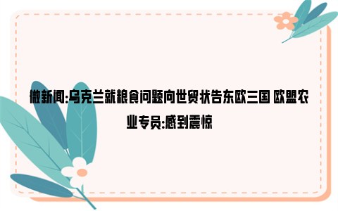 微新闻：乌克兰就粮食问题向世贸状告东欧三国 欧盟农业专员：感到震惊