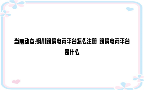 当前动态:铜川跨境电商平台怎么注册  跨境电商平台是什么