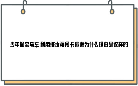 少年偷宝马车 利用排水渠闯卡逃逸为什么理由是这样的