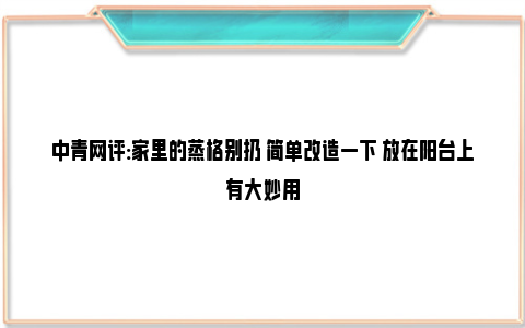 中青网评:家里的蒸格别扔 简单改造一下 放在阳台上有大妙用