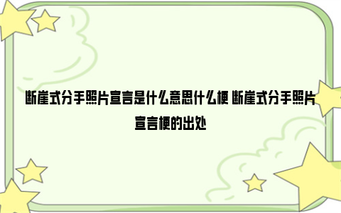 断崖式分手照片宣言是什么意思什么梗 断崖式分手照片宣言梗的出处