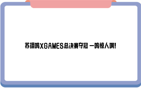 苏翊鸣XGAMES总决赛夺冠 一鸣惊人啊！