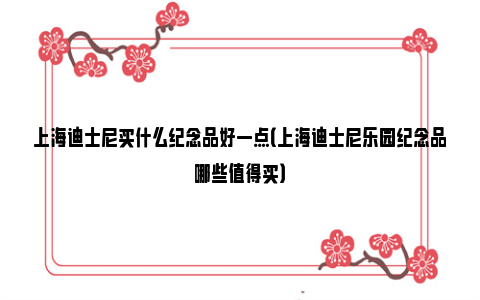 上海迪士尼买什么纪念品好一点（上海迪士尼乐园纪念品哪些值得买）