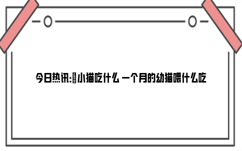 今日热讯：​小猫吃什么 一个月的幼猫喂什么吃