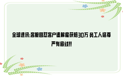 全球速讯：客服回怼客户遭解雇获赔30万 员工人格尊严有底线！！
