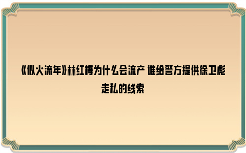 《似火流年》林红梅为什么会流产 谁给警方提供徐卫彪走私的线索