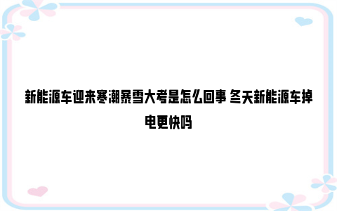 新能源车迎来寒潮暴雪大考是怎么回事 冬天新能源车掉电更快吗