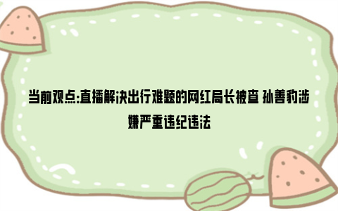 当前观点：直播解决出行难题的网红局长被查 孙善豹涉嫌严重违纪违法