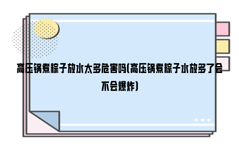 高压锅煮粽子放水太多危害吗（高压锅煮粽子水放多了会不会爆炸）