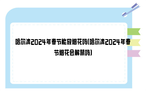 哈尔滨2024年春节能放烟花吗（哈尔滨2024年春节烟花会解禁吗）