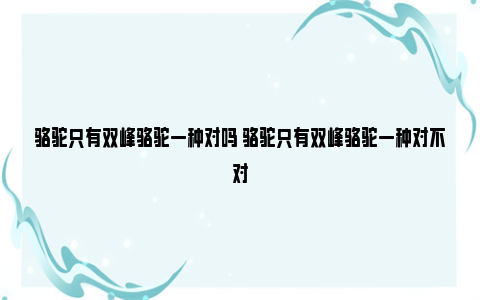 骆驼只有双峰骆驼一种对吗 骆驼只有双峰骆驼一种对不对