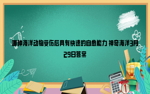 哪种海洋动物受伤后具有快速的自愈能力 神奇海洋3月29日答案