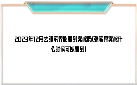 2023年12月去张家界能看到雾凇吗（张家界雾凇什么时候可以看到）