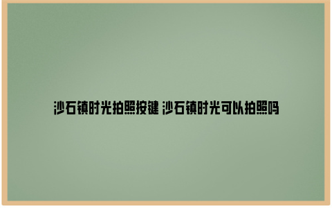 沙石镇时光拍照按键 沙石镇时光可以拍照吗