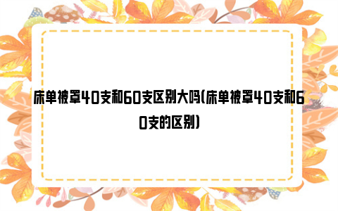 床单被罩40支和60支区别大吗（床单被罩40支和60支的区别）