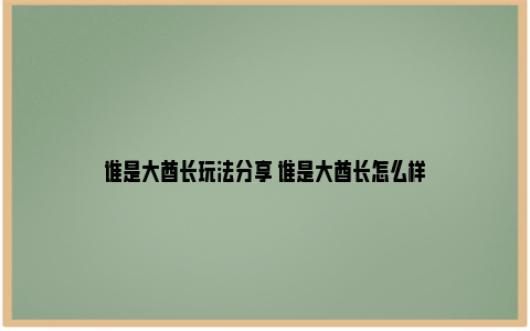 谁是大酋长玩法分享 谁是大酋长怎么样