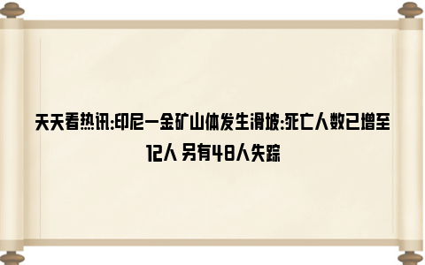 天天看热讯：印尼一金矿山体发生滑坡：死亡人数已增至12人 另有48人失踪