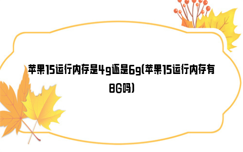 苹果15运行内存是4g还是6g（苹果15运行内存有8G吗）