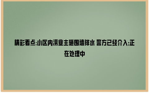 精彩看点:小区内涝业主砸围墙排水 警方已经介入：正在处理中