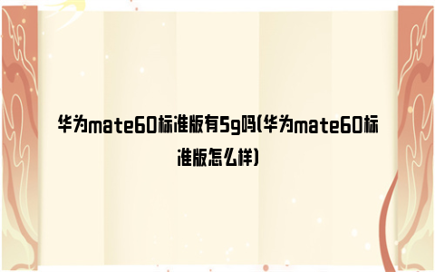 华为mate60标准版有5g吗（华为mate60标准版怎么样）