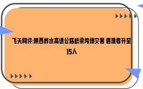 飞天网评:陕西柞水高速公路桥梁垮塌灾害 遇难者升至15人