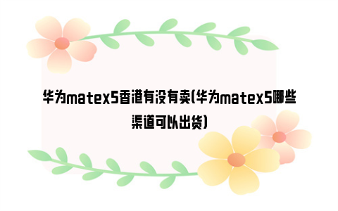 华为matex5香港有没有卖（华为matex5哪些渠道可以出货）