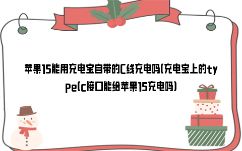 苹果15能用充电宝自带的C线充电吗（充电宝上的type（c接口能给苹果15充电吗）