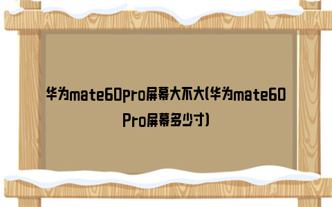 华为mate60pro屏幕大不大（华为mate60Pro屏幕多少寸）