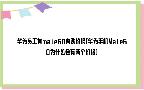 华为员工有mate60内购价吗（华为手机Mate60为什么会有两个价格）