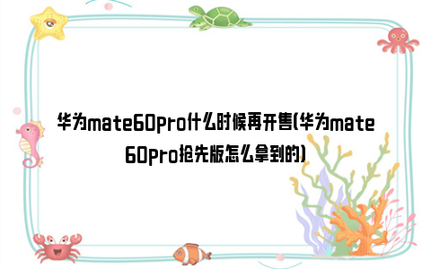 华为mate60pro什么时候再开售（华为mate60pro抢先版怎么拿到的）