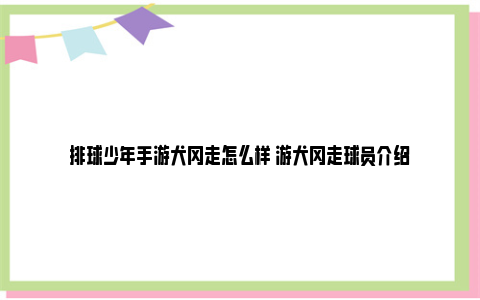 排球少年手游犬冈走怎么样 游犬冈走球员介绍