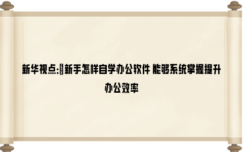 新华视点：​新手怎样自学办公软件 能够系统掌握提升办公效率