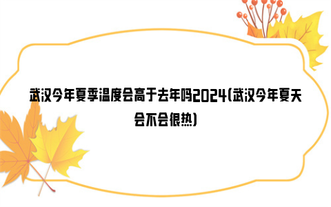 武汉今年夏季温度会高于去年吗2024（武汉今年夏天会不会很热）