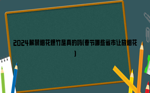 2024解禁烟花爆竹是真的吗（春节哪些省市让放烟花）