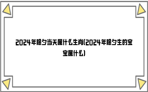 2024年除夕当天属什么生肖（2024年除夕生的宝宝属什么）