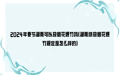 2024年春节湖南可以放烟花爆竹吗（湖南燃放烟花爆竹规定是怎么样的）