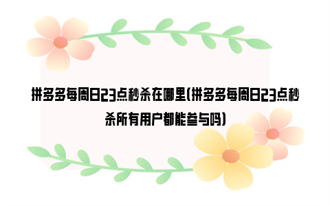 拼多多每周日23点秒杀在哪里（拼多多每周日23点秒杀所有用户都能参与吗）